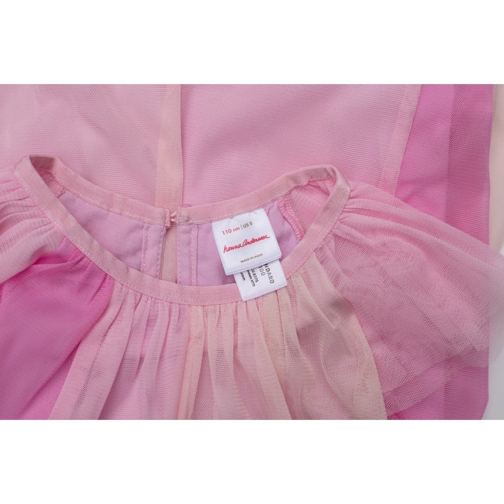 Hanna Andersson Flutter Sleeve Tulle Paneled Dress US Sz 5 Pink Gradient Dreamy - Picture 5 of 8